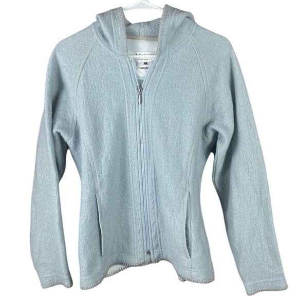 Columbia Womens Light Blue Wool Full Zip Hoodie Jacket Size Small - Picture 1 of 4